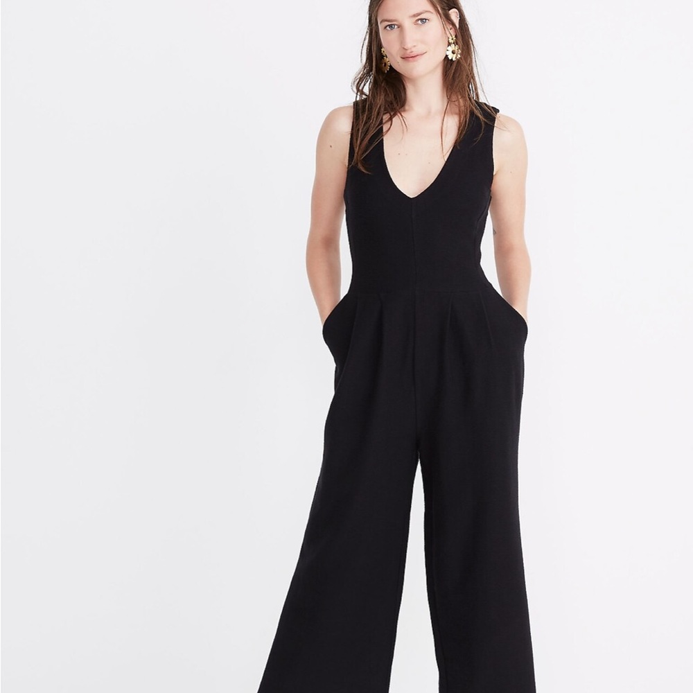 Madewell Texture and Thread Wide Leg Jumpsuit Black Small
